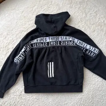 아디다스 adidas 쓰리 스트라이프 워딩 풀 집업 후드티 블랙