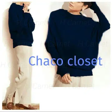 [ Chaco closet ] 면 보틀넥 디자인 비대칭 니트 블랙
