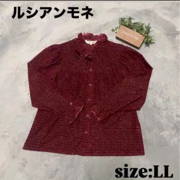 [루시안모네] 엘레강트 레트로 보타이 부착 셔츠 (LL) 와인 레드