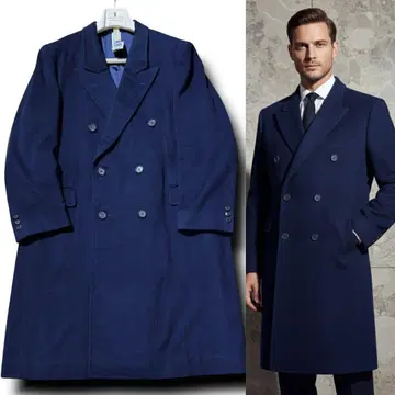 미츠코시 극광택 광택 캐시미어 100% 더블 체스터 코트 XL