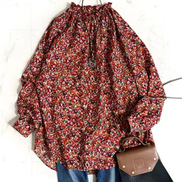 새상품급*맥피 보헤미안 프린트 튜닉 블라우스 꽃무늬 레드 긴팔