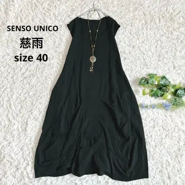 새상품급 센소유니코 지우 롱 원피스 점프스커트 주름 가공 턱 블랙 L