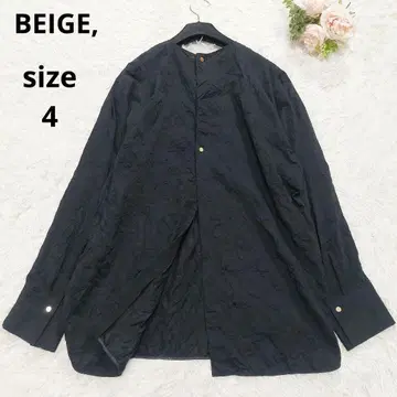 BEIGE, 세탁 가능 백 오픈 골드 버튼 주름 가공 블라우스 최근 모델