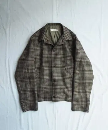 Nest Robe CONFECT 린넨 체크 숏 블루종 자켓