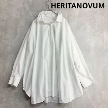 헤리테노옴 코튼 셔츠 블라우스 루즈핏 내추럴 화이트 긴팔