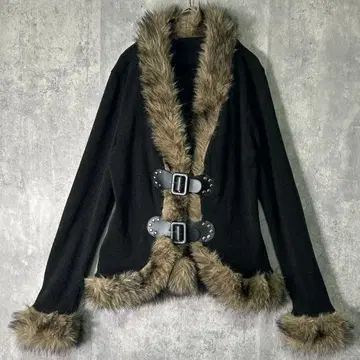 Y2K punk fur knit jacket fake leather