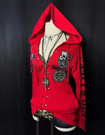 2k 그런지 헤이세이 화이트 레드 후드 후드티