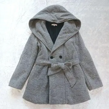 더 샵 티케이 월드 그레이 후드 부착 울 코트 F