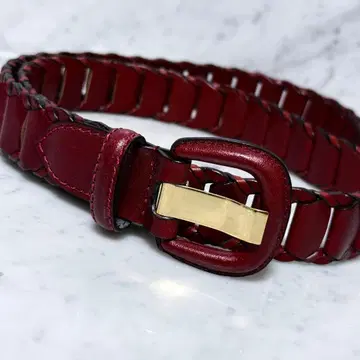 메쉬 벨트 천연 가죽 레드 빨간색 웨빙 벨트 디자인 벨트 화려한