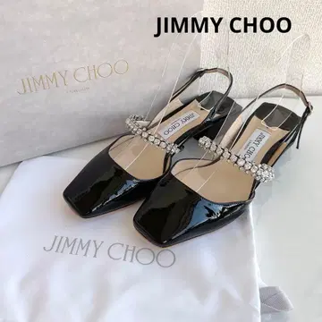 지미추 비쥬 크리스탈 스트랩 플랫슈즈 펌프스