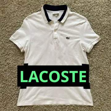 LACOSTE 피케 셔츠 화이트/네이비 USL