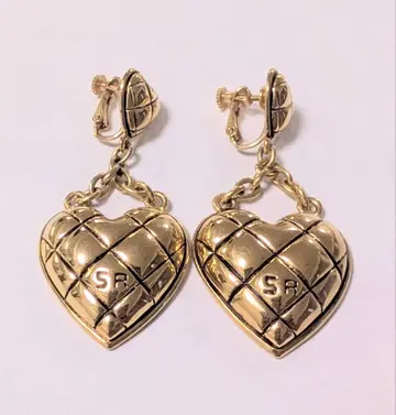 레어 소니아 리키엘 빈티지 하트 퀼팅 골드 귀찌