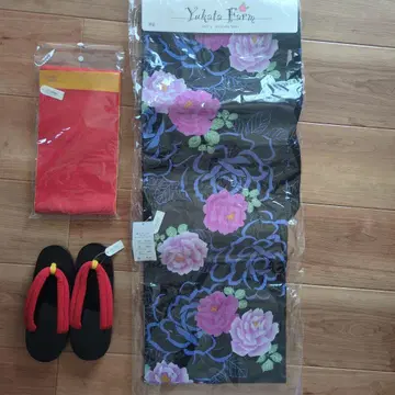 [미사용 새상품] 유카타 오비 일본 나막신 세트