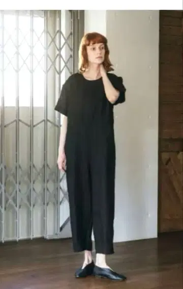 fog linen work 루미 점프수트 블랙 린넨
