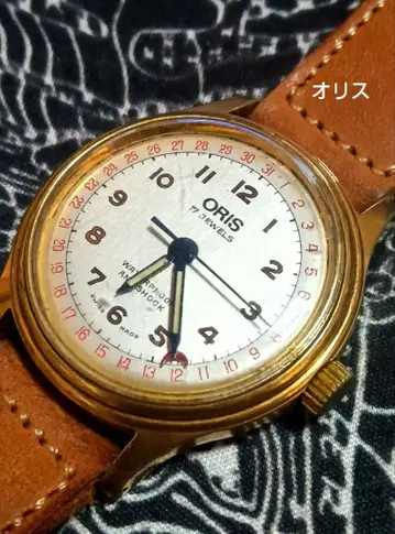 오리스 포인터 데이트 7285 골드 수동 와인딩 남성용 손목시계 작동품