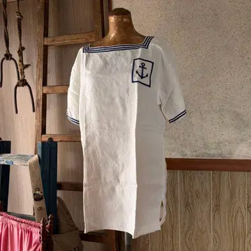 프랑스 빈티지 해군 군용 반팔 린넨 셔츠