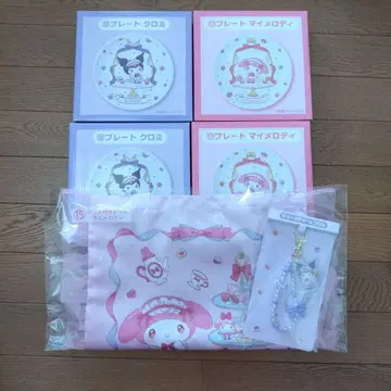 산리오 당첨 복권 마이멜로디 쿠로미 플레이트 세트