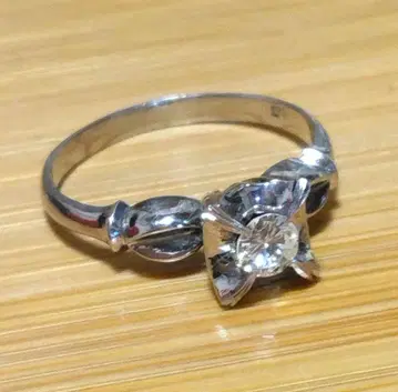 [ 새상품급 ] 일본 앤티크 입체 손톱 다이아 플라티나 반지