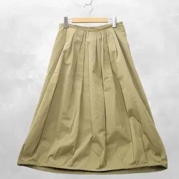 옴니갓 OMNIGOD 리버스 치노 개더 스커트 종아리 기장 스커트