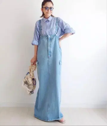 notch.by yui 카고 데님 오버롤 스커트 ungrid