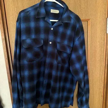 SEDAN 블랙 x 블루 체크 플란넬 셔츠 L 사이즈