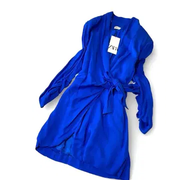 정가 8,990엔 택 포함 ZARA 파랑 자켓 리본 포함 가디건