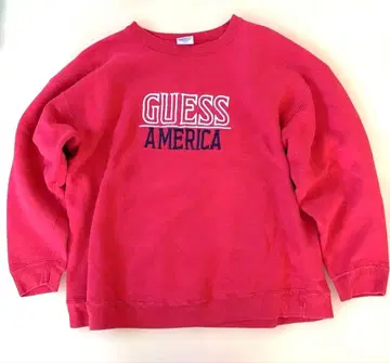 USA제 GUESS 센터 로고 맨투맨 레드 구제 의류