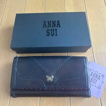 ANNA SUI 블랙 x 빨간 꽃무늬 장지갑