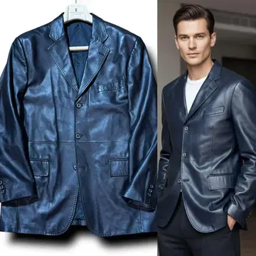 아쿠아 스큐텀 양가죽 램 가죽 3B 스티치 테일러드 자켓 XL