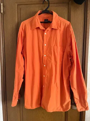 올드 갭 오렌지 긴팔 셔츠 L 사이즈