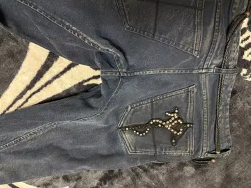 kmrii 크로스 서펜트 스터드 데님 팬츠 남성용