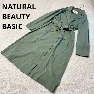 내추럴 뷰티 베이직 그린 더블 브레스트 롱 코트
