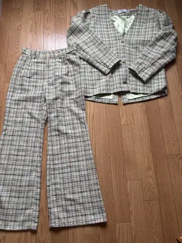 jouetie* 파워숄더 체크 자켓&팬츠* 셋업* 입학식