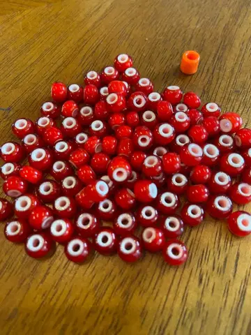 화이트 하트 빨간색 비즈 111발 플라 비즈 네이티브 계열 인디언