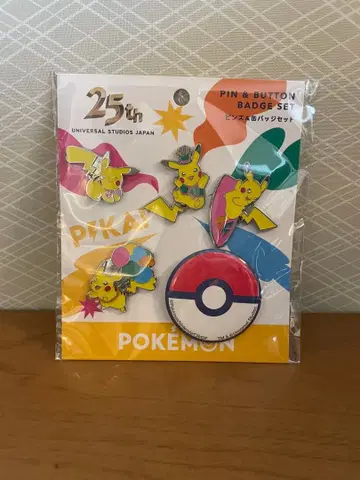 USJ 유니버셜 25주년 피카츄 포켓몬 핀즈&캔뱃지 세트
