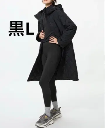 새상품급 유니클로 퍼프 테크 롱 코트 릴랙스 블랙 L 사이즈
