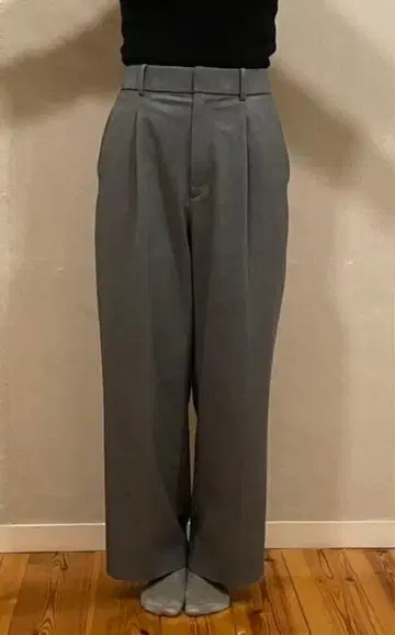 그레이 와이드 팬츠 슬랙스