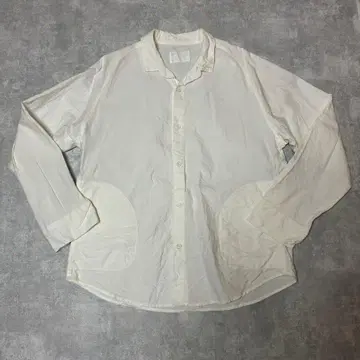 나카가와 마사시치 상점 면린넨 래글런 워크 셔츠 화이트 코튼 린넨 천연색