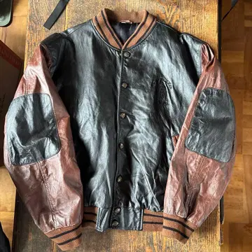 빈티지 GOLD'S GYM 진품 가죽 가공 레어 바시티 자켓 헬스장