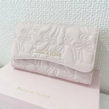 Maison de FLEUR 리본 퀼팅 롱 지갑 핑크