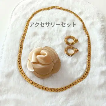 골드 도금 목걸이 브로치 귀찌 세트