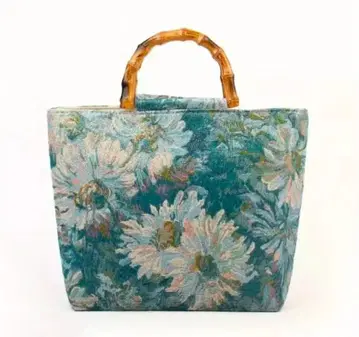 새상품 블루 계열 모네의 정원 토트백 대나무 핸들 토트백