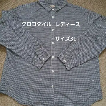 CROCODILE 여성용 체크 무늬 긴팔 셔츠 3L