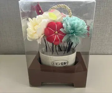 일본풍 머리 장식 조화 빨간색 화이트 파랑 핑크