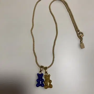 CRYSTAL HAZE 곰 참 & 에나멜 체인 목걸이