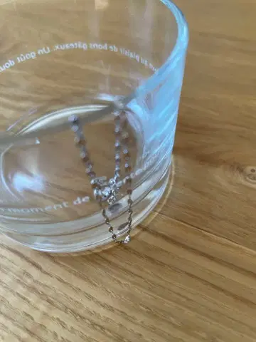 새상품 10KWG 화이트 골드 체인 팔찌 하트 참 포함