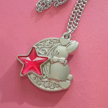 과거 세본스타 토끼와 달 실버 도금 목걸이