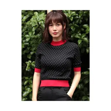 [ jouetie ] 바이컬러 쁘띠 니트 다크 믹스 ( 도트)