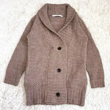 스피츠앤스팬 숄카라 가디건 알파카 혼방 브라운