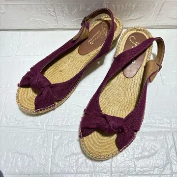 상품급 가이모 24cm 스페인산 에스파드리유 웨지 샌들 보라색 38